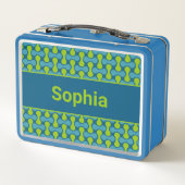 Moderne Retro Link Patroon in Blauw en Groen (Achterkant)