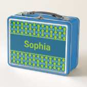 Moderne Retro Link Patroon in Blauw en Groen (Voorkant)