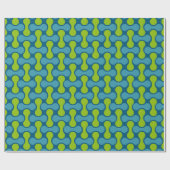 Moderne Retro Link Patroon in Blauw en Groen Cadeaupapier (Vlak)