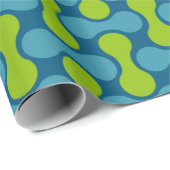 Moderne Retro Link Patroon in Blauw en Groen Cadeaupapier (Rol Hoek)