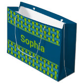 Moderne Retro Link Patroon in Blauw en Groen Groot Cadeauzakje (Voorkant Gekanteld)