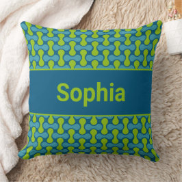 Moderne Retro Link Patroon in Blauw en Groen Kussen