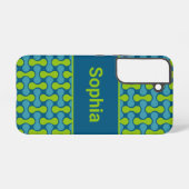 Moderne Retro Link Patroon in Blauw en Groen Samsung Galaxy Hoesje (Achterkant horizontaal)