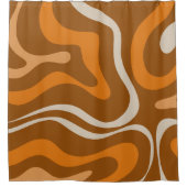 Moderne Retro Liquid Swirl 70s Abstract Patroon Douchegordijn (Voorkant)