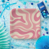 Moderne Retro Liquid Swirl Thulian Abstract Patter Papieren Bordje (Feest)
