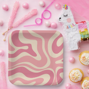 Moderne Retro Liquid Swirl Thulian Abstract Patter Papieren Bordje