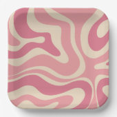 Moderne Retro Liquid Swirl Thulian Abstract Patter Papieren Bordje (Voorkant)