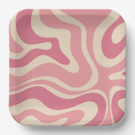 Moderne Retro Liquid Swirl Thulian Abstract Patter Papieren Bordje