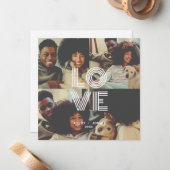 Moderne Retro Love Typografie 4 Foto Notitiekaartje (Voorkant / Achterkant in situ)