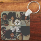 Moderne  Retro Love Typografie 4 Foto Sleutelhanger (Achterkant)