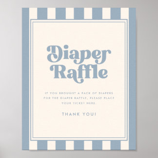 Moderne Retro Luierspel Blauw Gestreepte Baby Show Poster