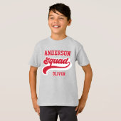 Moderne retro matching squad familie rood wit t-shirt (Voorkant volledig)