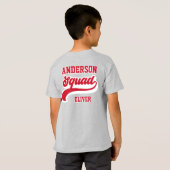 Moderne retro matching squad familie rood wit t-shirt (Achterkant volledig)