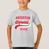 Moderne retro matching squad familie rood wit t-shirt (Voorkant)