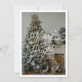 Moderne Retro Merry en Bright Stars Familiefoto Feestdagenkaart (Voorkant)
