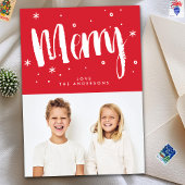 Moderne Retro MERRY Lettering Rode Kerstfoto Feestdagenkaart