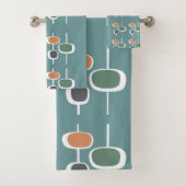Moderne retro mid-eeuwse stijlvolle blauwe groen bad handdoek (Insitu)