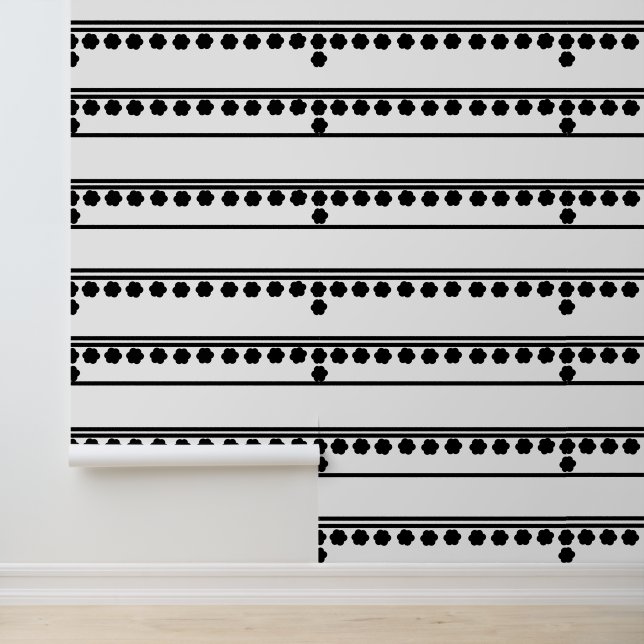 Moderne retro Minimal Black White Line Peel Stick Behang (Applicatie)