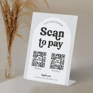 Moderne Retro Minimale Scan te betalen 2 QR Code B Reclamebord Met Voetstuk