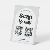Moderne Retro Minimale Scan te betalen 2 QR Code B Reclamebord Met Voetstuk (Voorkant)