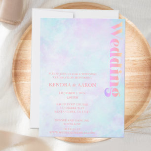 Moderne retro minimalistische pastelbruiloft kaart