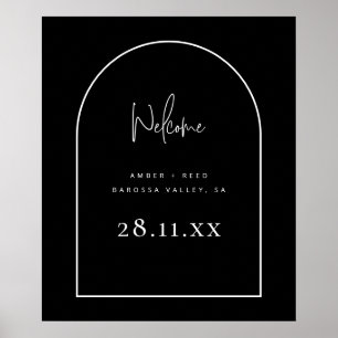 Moderne Retro Minimalistische Script Zwarte Huweli Poster