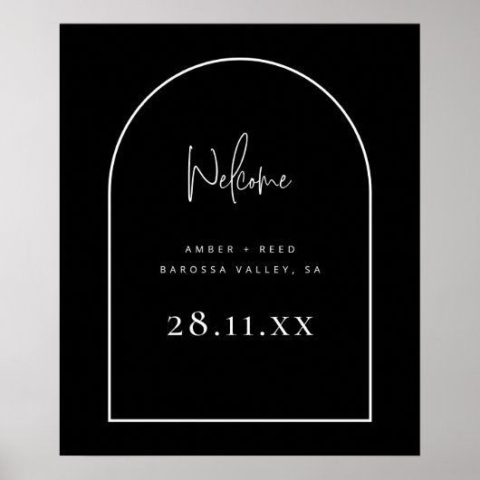 Moderne Retro Minimalistische Script Zwarte Huweli Poster (Voorkant)