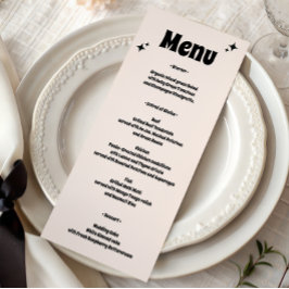 Moderne Retro Minimalistische Trouwdag Menu
