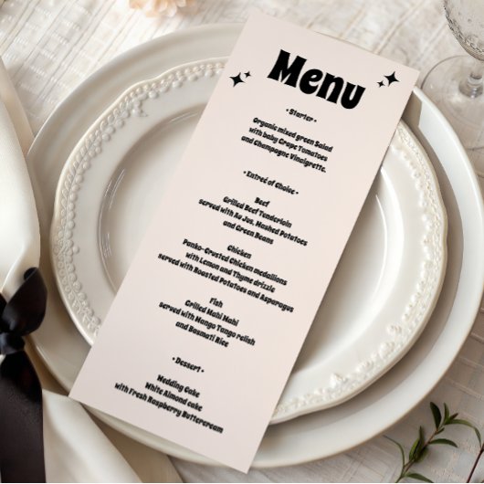 Moderne Retro Minimalistische Trouwdag Menu