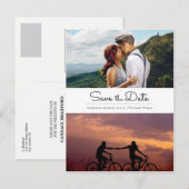 Moderne retro minimalistische twee foto's slaan de aankondigingskaart (Voorkant / Achterkant)