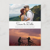 Moderne retro minimalistische twee foto's slaan de aankondigingskaart (Voorkant)