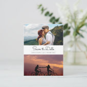 Moderne retro minimalistische twee foto's slaan de aankondigingskaart (Staand voorkant)