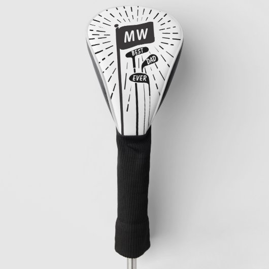 Moderne Retro Monogram Beste Papa ooit Golfclubs Golfheadcover (Voorkant)