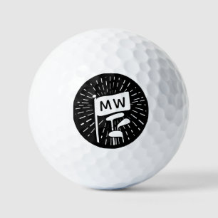 Moderne Retro Monogram Eerste Letters Golfclubs Golfballen