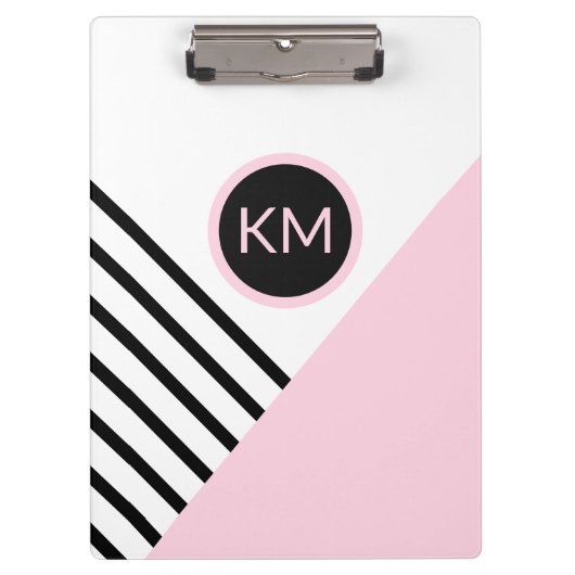 Moderne Retro Monogram Geometrische Pop Kunst Klembord (Voorkant)