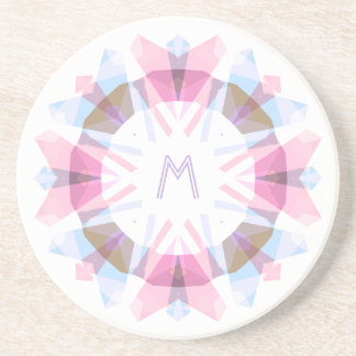 Moderne Retro Monogram Initiaal Roze Blauw Whimsic Zandsteen Onderzetter