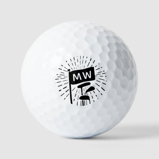Moderne Retro Monogram Initialen Golfclubs Golfballen (Voorkant)