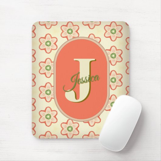 moderne retro monogram mousepad muismat (Met muis)