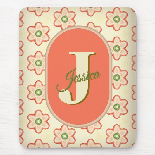  moderne retro monogram mousepad muismat (Voorkant)