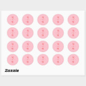 Moderne Retro Monogram Roze & Rode Huwelijk Ronde Sticker (Vel)