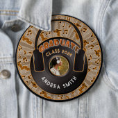 Moderne retro muziek vinylplaat | Afstuderen foto Ronde Button 6,0 Cm (In situ)