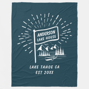 Moderne Retro Nautische Familie Lake House Marine  Fleece Deken