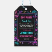 Moderne Retro Neon 80’s 1e Verjaardagsfeestje Cadeaulabel (Voorkant)