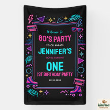 Moderne Retro Neon 80’s 1e Verjaardagsfeestje