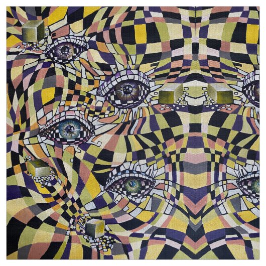 Moderne Retro Oculus 80s 90s kunstwerk Stof (Swatch)