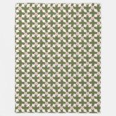 Moderne Retro Olijf & Roze Bloem Grid Dekbed Fleece Deken (Voorkant)