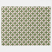 Moderne Retro Olijf & Roze Bloem Grid Dekbed Fleece Deken (Voorkant (Horizontaal))
