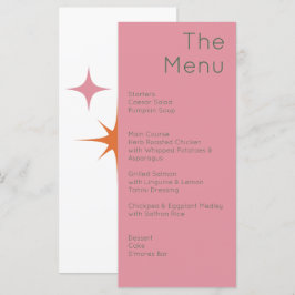 Moderne Retro Olive Groen & Roze Bruiloft Menu