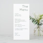 Moderne Retro Olive Groen & Wit Bruiloft Menu (Staand voorkant)