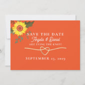 Moderne Retro Oranje Bruiloft Save The Date (Voorkant)